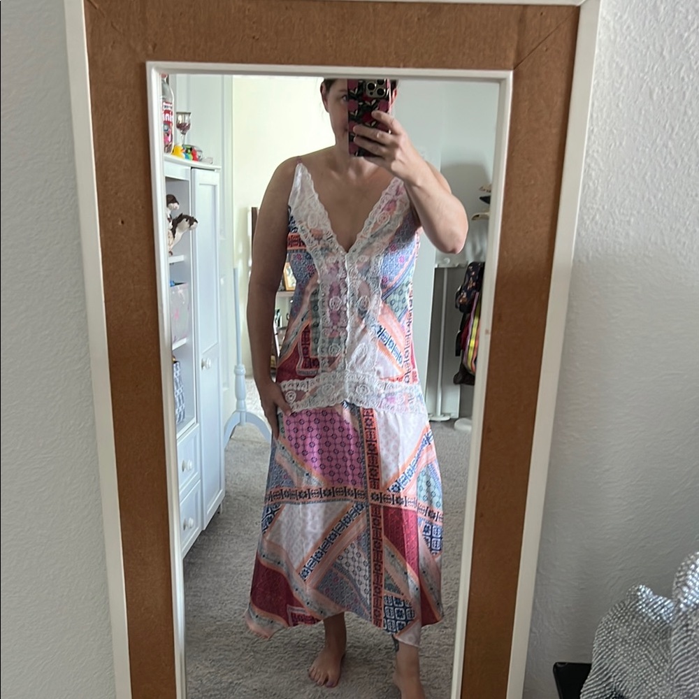 NWOT SHEIN Premium Patchwork Lace Asymmetrical Dress Small - Picture 12 of 12